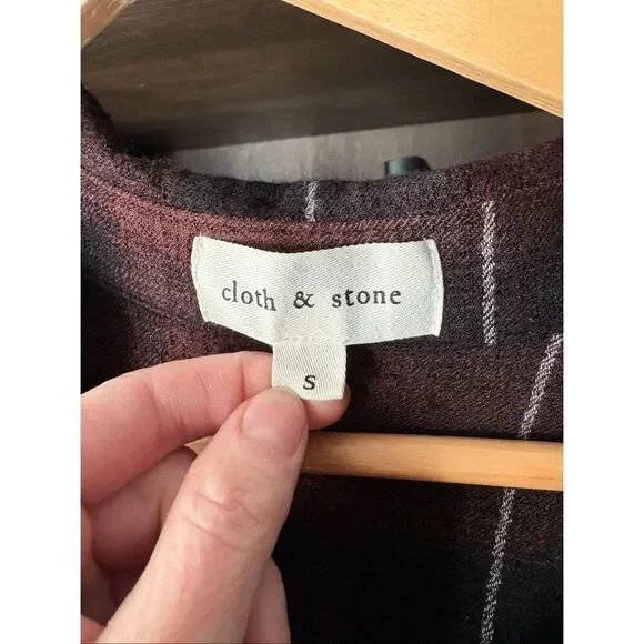 Cloth & Stone Anthropologie Plaid Button Front Midi Shirt Dress Size Small - Picture 5 of 6